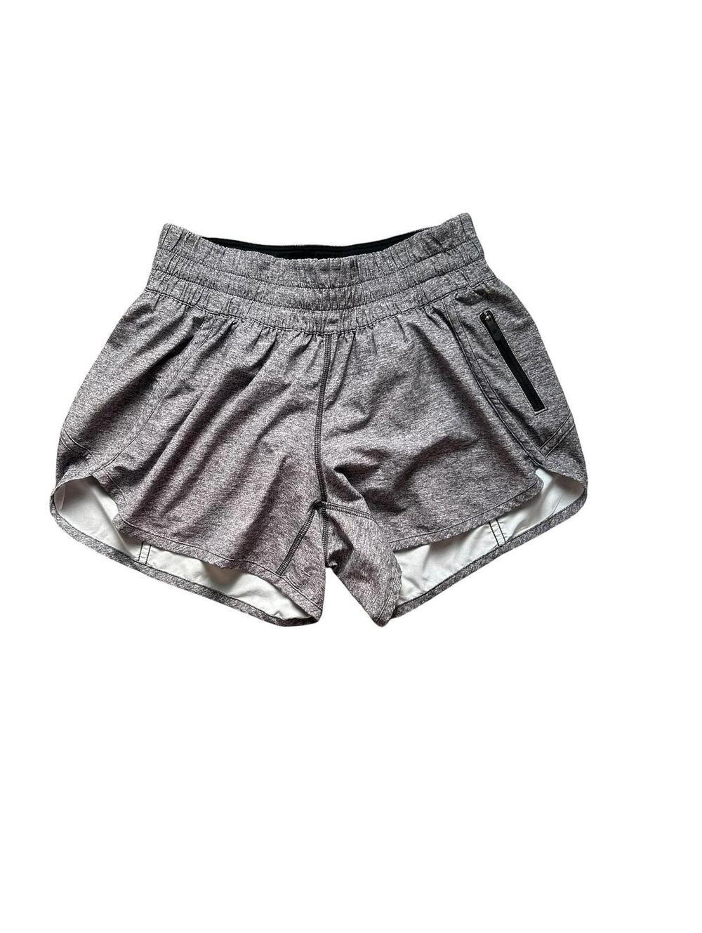 Lululemon Tracker Shorts Size 6 Grey Lined Running Zip Pocket